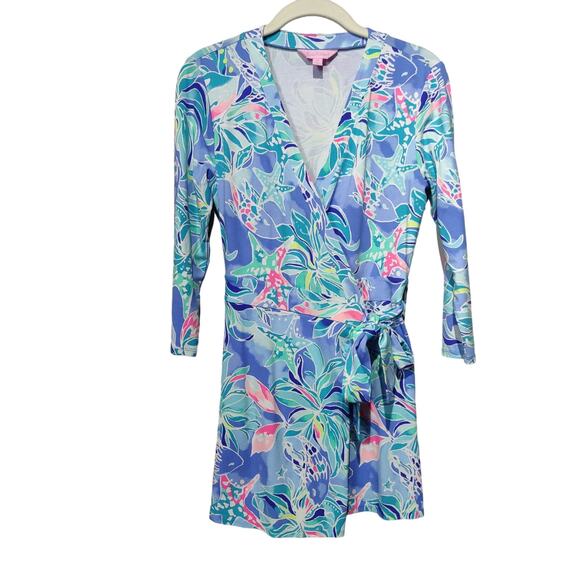 Lilly Pulitzer Pants - Lilly Pulitzer Women's Sz XS Karlie Romper Bennet Blue Celestial Seas Wrap Dress